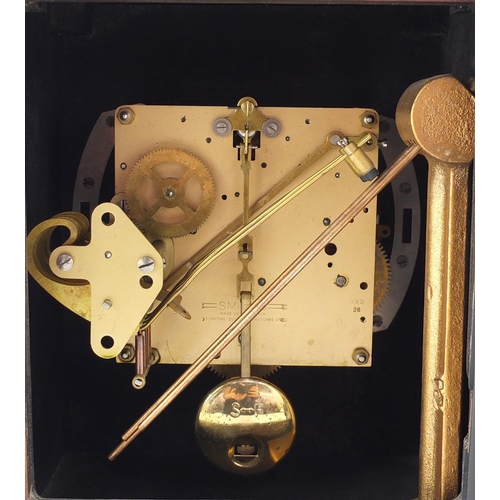2196 - Smiths Westminster chiming bracket clock striking on three rods, with silvered chapter ring having R... 