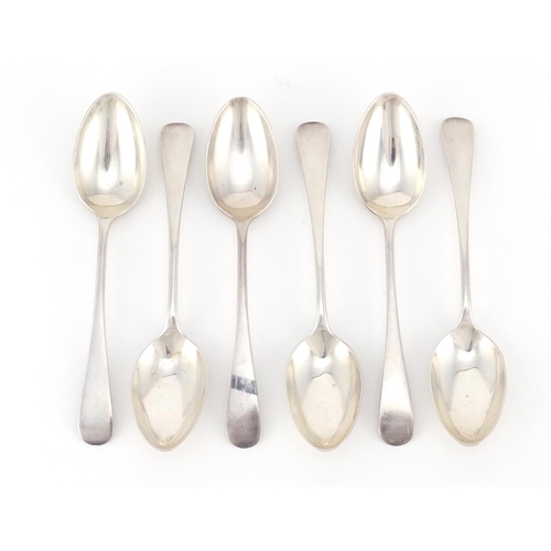 2611 - Set of six silver teaspoons by John Round & Son Ltd, Sheffield 1904, 13cm in length, 121.6g