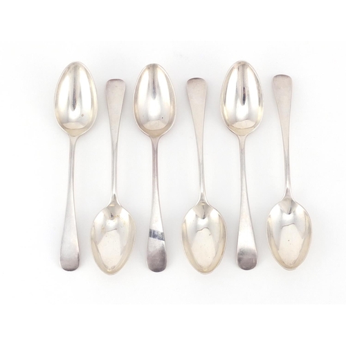 2611 - Set of six silver teaspoons by John Round & Son Ltd, Sheffield 1904, 13cm in length, 121.6g