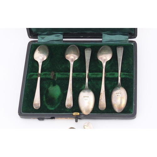 2605 - Victorian and later silver spoons including a set of four teaspoons, various hallmarks, the largest ... 