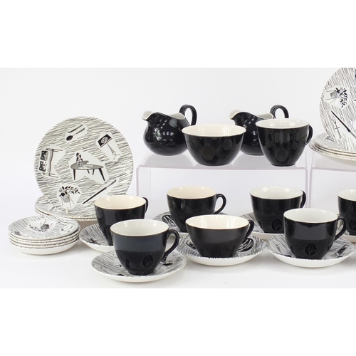 2272 - Ridgway Homemaker teaware designed by Enid Seeney including cups, saucers, side plates, milk jug and... 