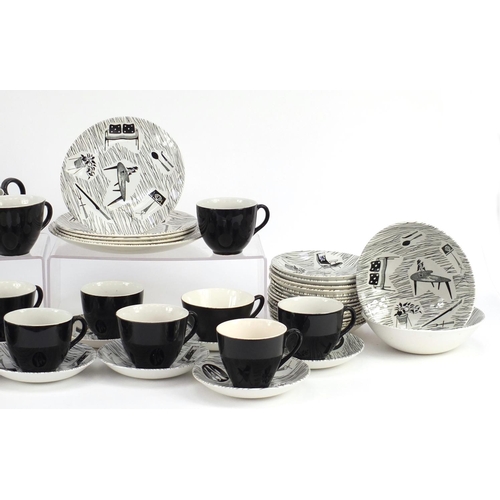 2272 - Ridgway Homemaker teaware designed by Enid Seeney including cups, saucers, side plates, milk jug and... 