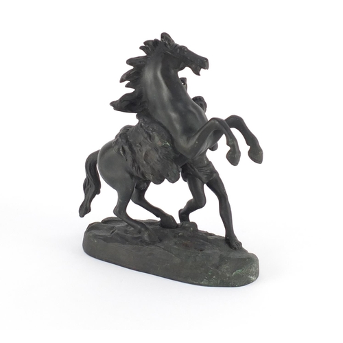 2261 - After Coustou 19th century bronze study of a Marley horse and trainer, signed to the base, 20cm high
