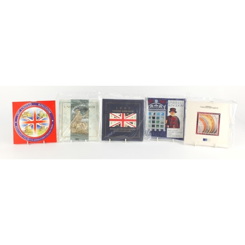 2651 - Five United Kingdom brilliant uncirculated coin collections comprising dates 1991, 1994, 1995, 1996 ... 