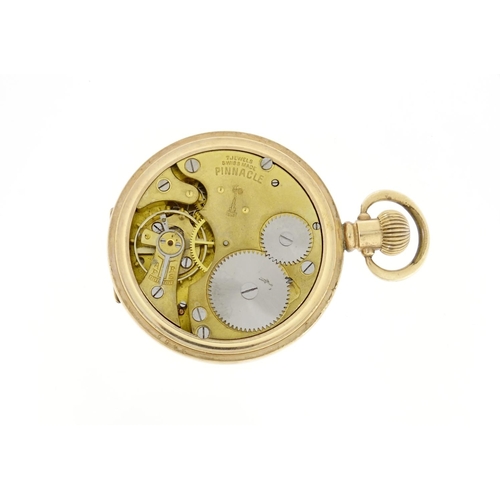 2902 - Gentleman's gold plated Pinacle pocket watch, 5cm in diameter