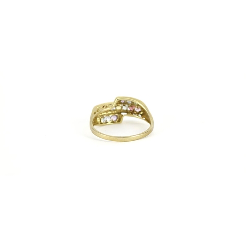 2851 - 9ct gold multi gem ring, size U, 3.0g