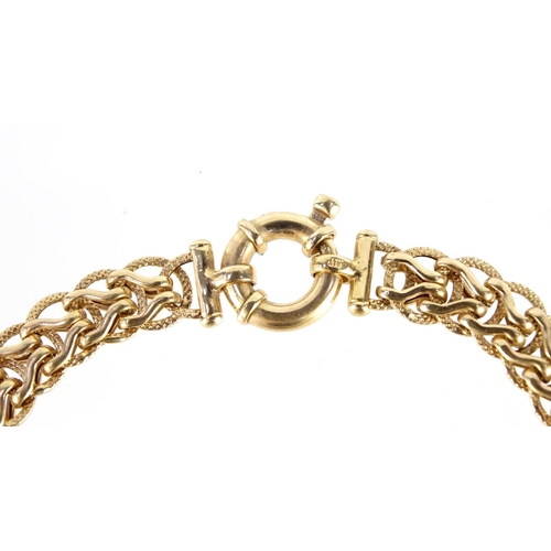 2665 - 9ct gold rose gold stylish link bracelet, 19cm long, 8.8g