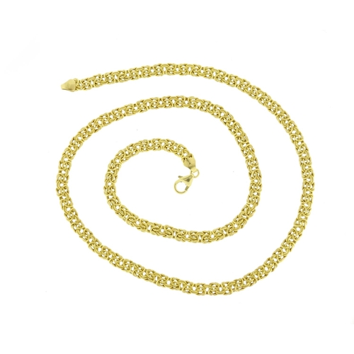 2688 - 9ct gold stylish link necklace, 50cm long, 9.8g