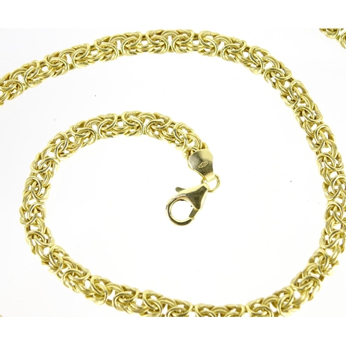 2688 - 9ct gold stylish link necklace, 50cm long, 9.8g