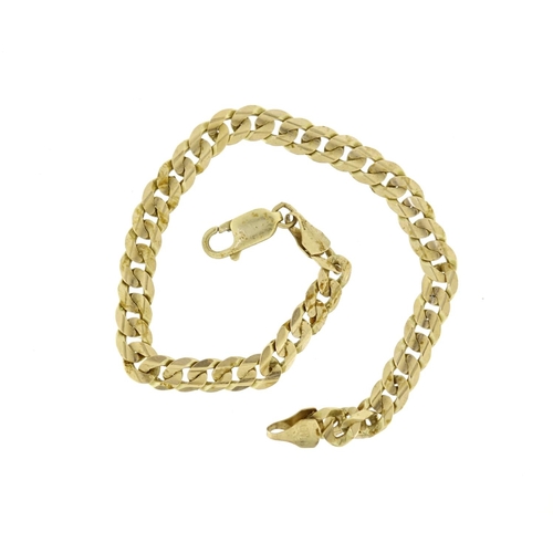 2703 - 9ct gold curb link bracelet, 20cm long, 10.0g
