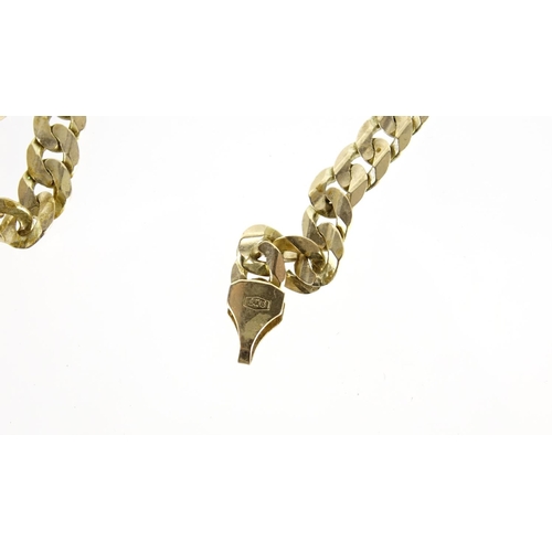 2703 - 9ct gold curb link bracelet, 20cm long, 10.0g