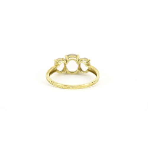 2903 - 9ct gold pink stone ring, size U, 3.2g