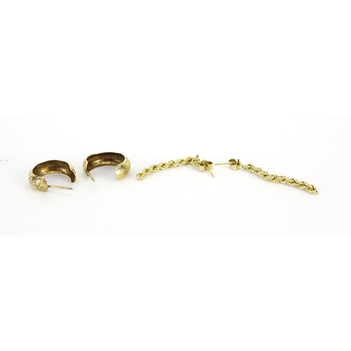 2808 - Two pairs of 9ct gold earrings, 1.8g