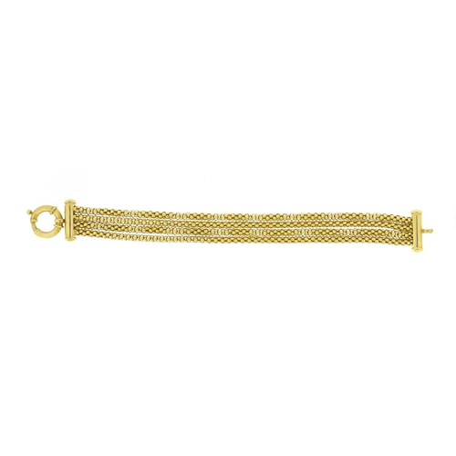 2659 - 9ct gold four row bracelet, 20cm long, 22.2g