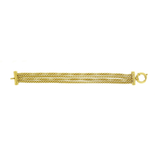 2659 - 9ct gold four row bracelet, 20cm long, 22.2g