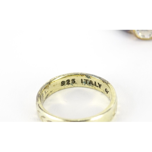 2958 - Ten silver rings set with semi precious stones, various sizes, 67.0g