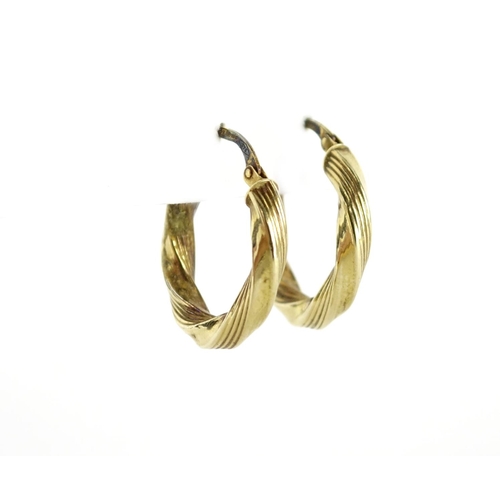 2731 - Pair of 9ct gold hoop earrings, 2.2cm in diameter, 2.4g