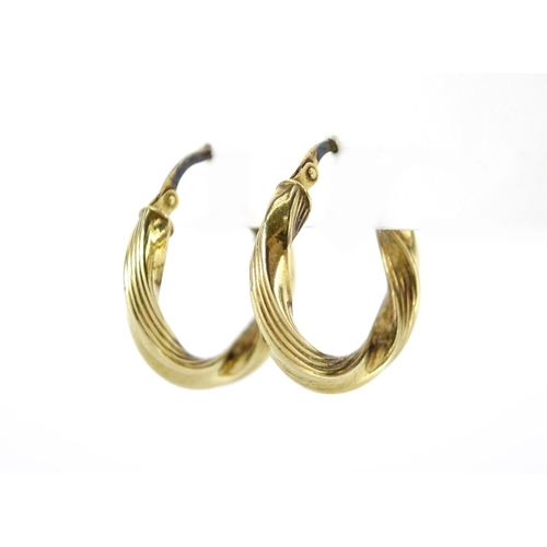 2731 - Pair of 9ct gold hoop earrings, 2.2cm in diameter, 2.4g