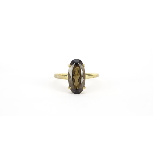 2918 - 9ct gold smoky quartz ring, size U, 2.7g