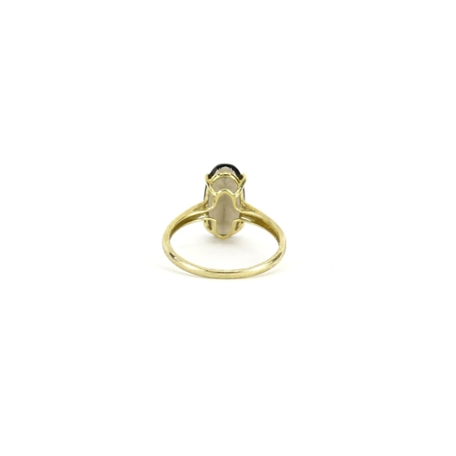 2918 - 9ct gold smoky quartz ring, size U, 2.7g