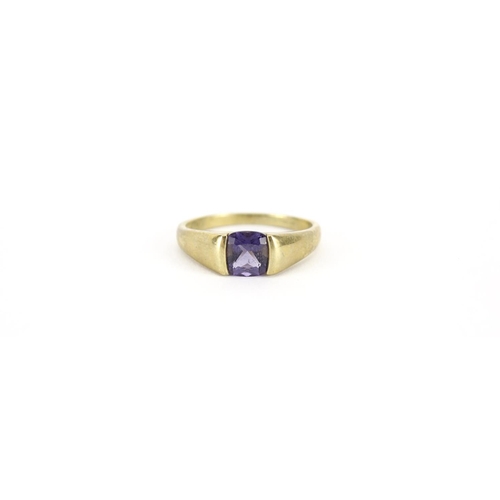 2923 - 9ct gold amethyst, size U, 3.4g