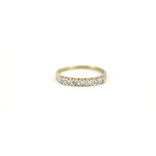 2915 - 9ct gold diamond half eternity ring, size Q, 1.6g