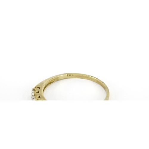 2915 - 9ct gold diamond half eternity ring, size Q, 1.6g