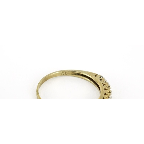 2915 - 9ct gold diamond half eternity ring, size Q, 1.6g