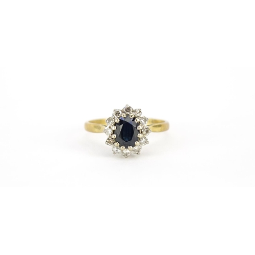 2926 - 18ct gold sapphire and diamond ring, size Q, 3.7g