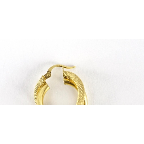 2777 - Pair of 9ct gold hoop earrings, 2cm in diameter, 1.6g
