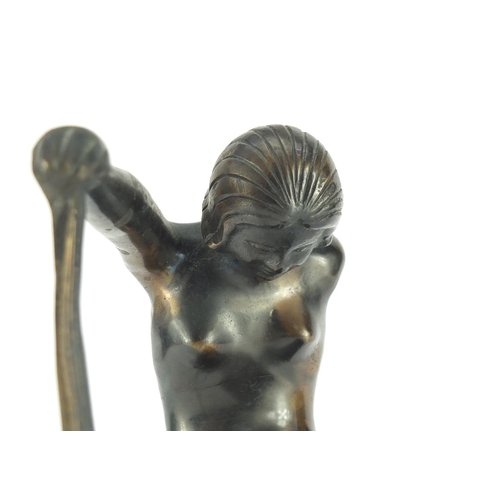 2453 - Patinated bronze study of a nude Art Deco dancer, 24cm high