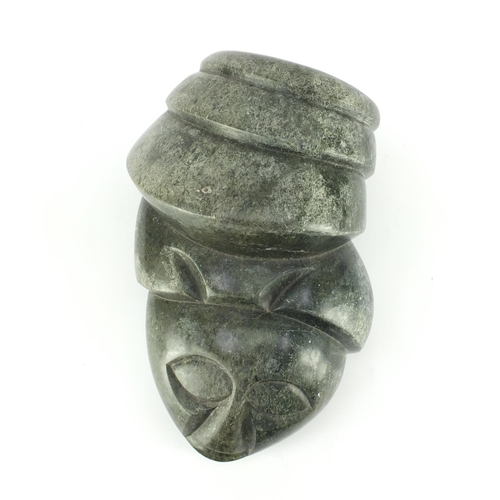 2122 - Large Inuit style green stone carving, 35cm in length