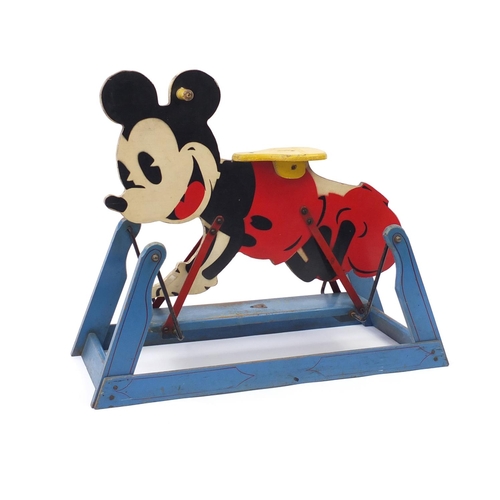 2072 - Vintage Tri-ang rocking Mickey Mouse with plaque, 81cm in length