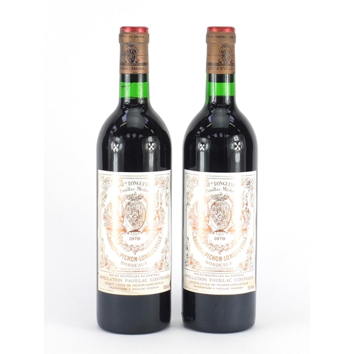 2391 - Two bottles of 1979 Chateau Pichon Pauillac red wine