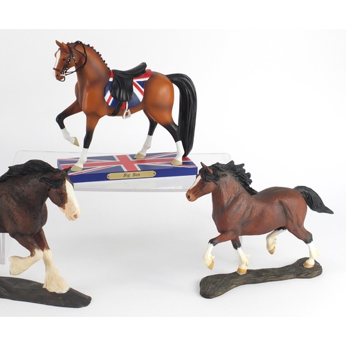 2488 - Four Border Fine Arts horses and The Trail of Painted Ponies-Big Ben, the largest 18cm high