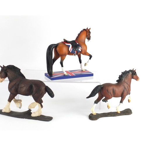 2488 - Four Border Fine Arts horses and The Trail of Painted Ponies-Big Ben, the largest 18cm high