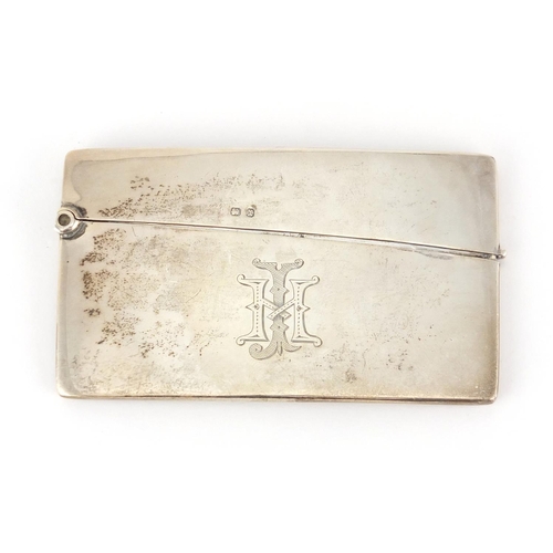 2580 - Victorian rectangular silver card case, Birmingham 1897, 8.2cm in length, 53.8g