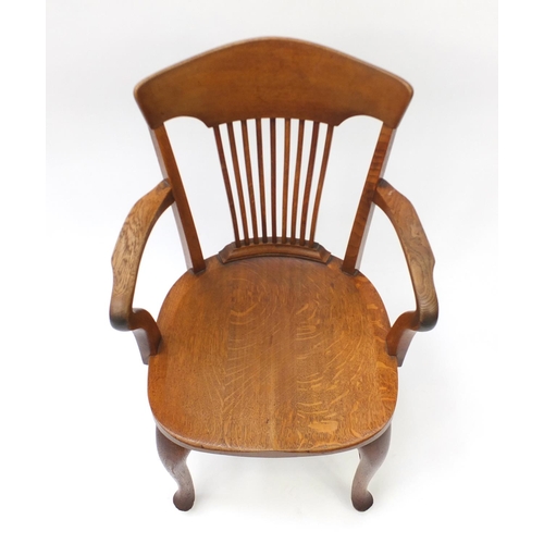 2069 - Oak open armchair, 92cm high