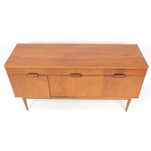 2054 - Vintage teak sideboard with three drawers above a central fall and pair of cupboard doors, 80cm H x ... 