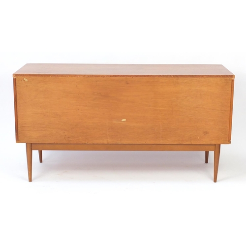 2054 - Vintage teak sideboard with three drawers above a central fall and pair of cupboard doors, 80cm H x ... 