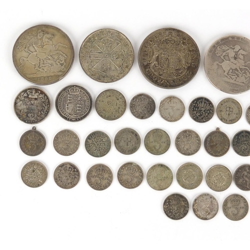 2653 - George III and later British coinage some silver including 1819 and 1890 crowns, 201.0g