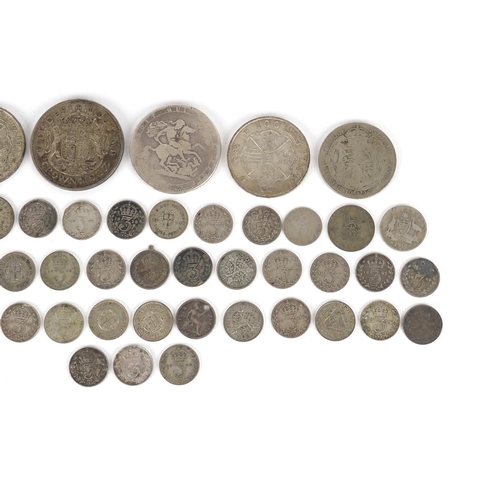 2653 - George III and later British coinage some silver including 1819 and 1890 crowns, 201.0g