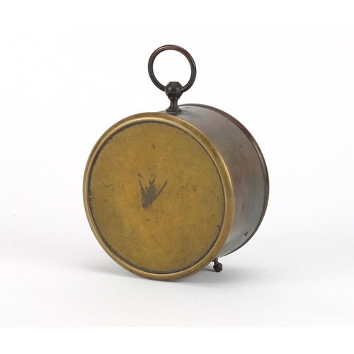 2248 - Brass cased desk clock and aneroid barometer, 12cm high