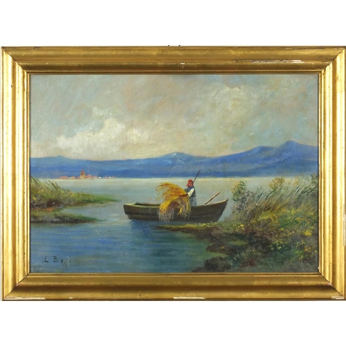 2329 - Continental coastal scenes, pair of oils, each bearing a signature L Boffi, framed, 47cm x 32cm