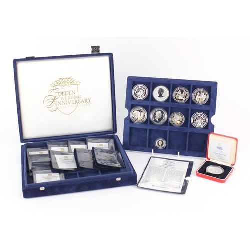 2636 - Ten silver proof commemorative coins including Diana Princess of Wales dollar and Golden Wedding fiv... 