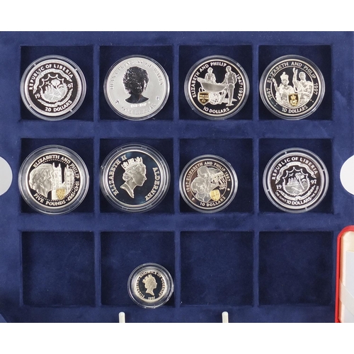 2636 - Ten silver proof commemorative coins including Diana Princess of Wales dollar and Golden Wedding fiv... 