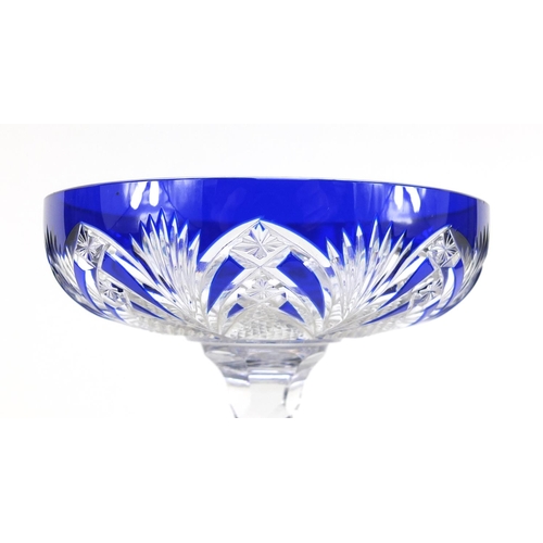 2236 - Set of six good quality Bohemian blue flashed cut glasses, each 30cm high