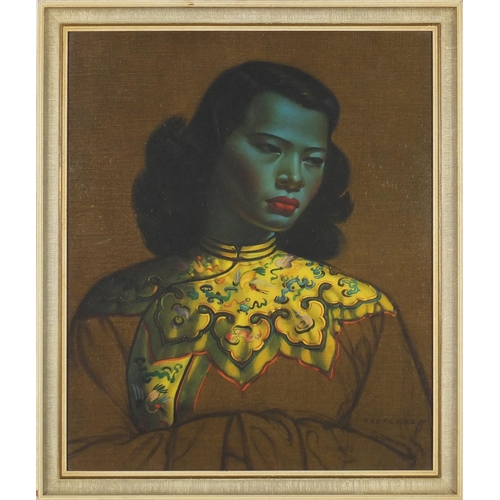 2091 - Vladimir Tretchikoff - The Chinese Lady, vintage print in colour, Vines Fine Art Supplies label vers... 