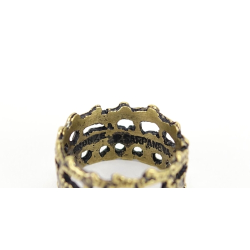 2924 - Pentti Sarpaneva bronze ring, size L, 3.5g