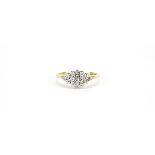 2904 - 18ct gold diamond cluster ring, size N, 3.1g